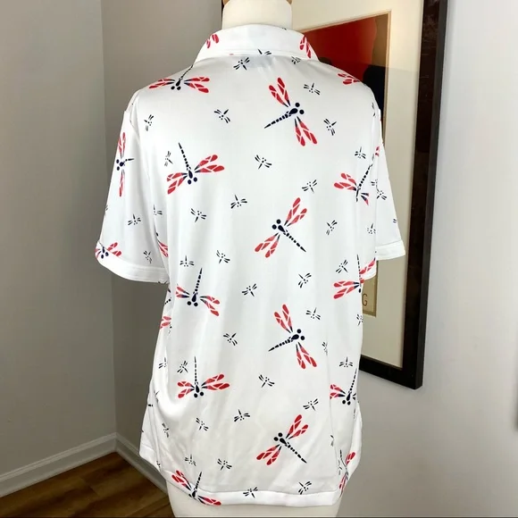 Vintage Dragonfly Hooper Associates 60s 70s Polyester Leisure Shirt Blouse 14 - Picture 3 of 5